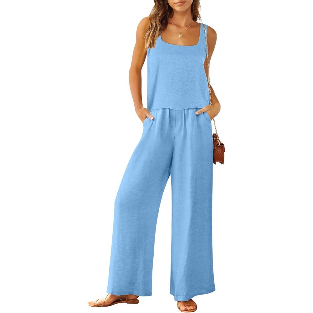 imageANRABESS 2 Piece Sets for Women Outfits Lounge Matching Casual Travel Wide Leg Pants Crop Top Summer Vacation Beach ClothesSky Blue