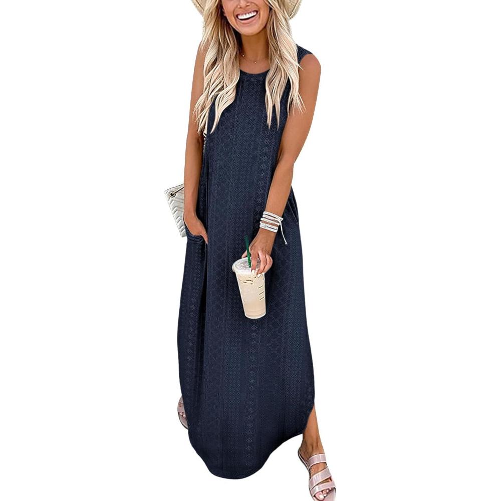 imageANRABESS Women Maxi Dress Summer Casual Loose Sleeveless Sundress Coverup Beach Eyelet Dresses 2026 Vacation Travel OutfitsNavy Blue