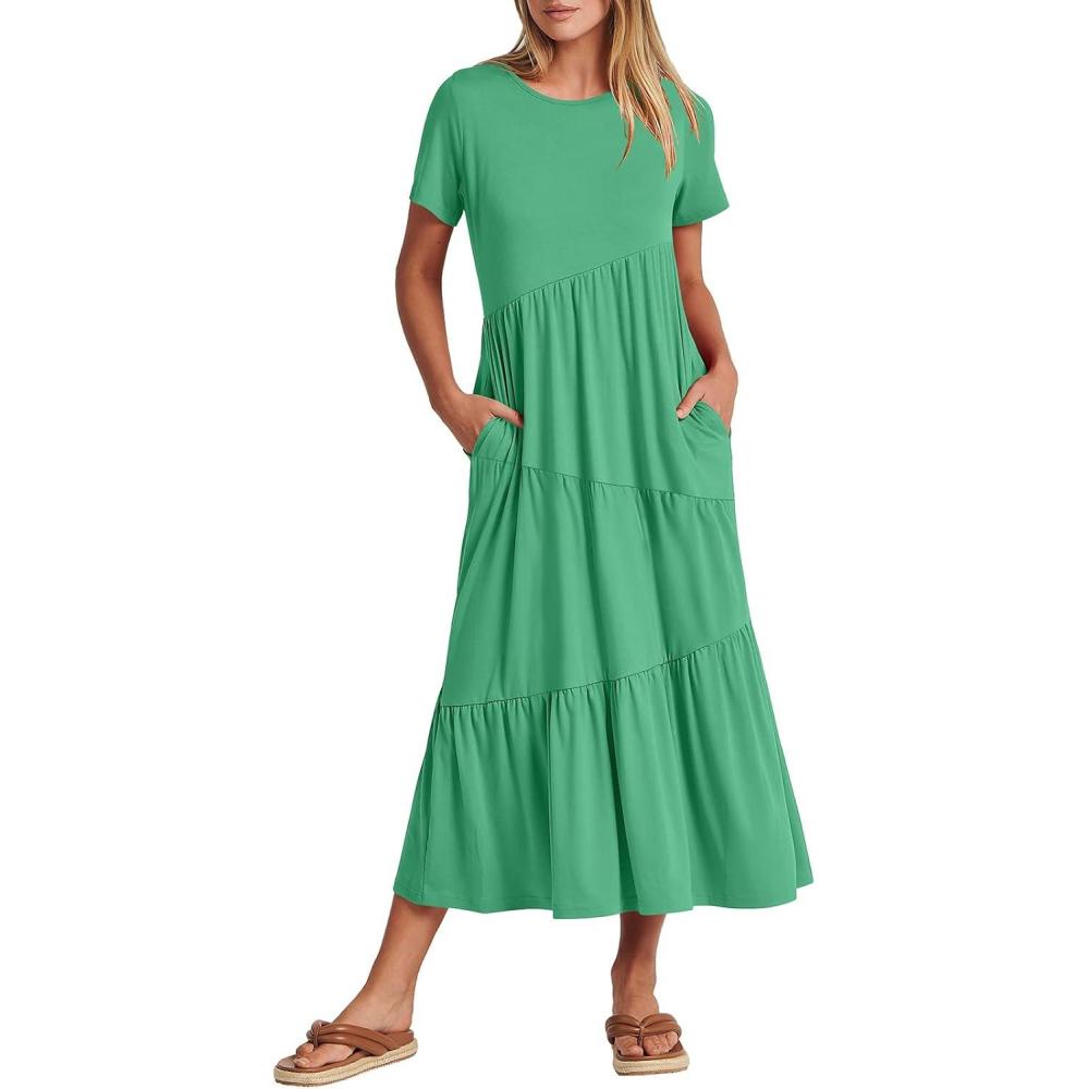 imageANRABESS Women Summer Maxi Dress Short Sleeve Swing Casual Asymmetric Tiered Vacation Long Beach Sundress OutfitsGrass