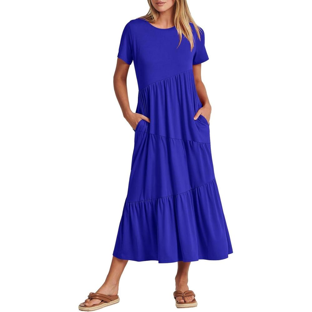 imageANRABESS Women Summer Maxi Dress Short Sleeve Swing Casual Asymmetric Tiered Vacation Long Beach Sundress OutfitsRoyal Blue