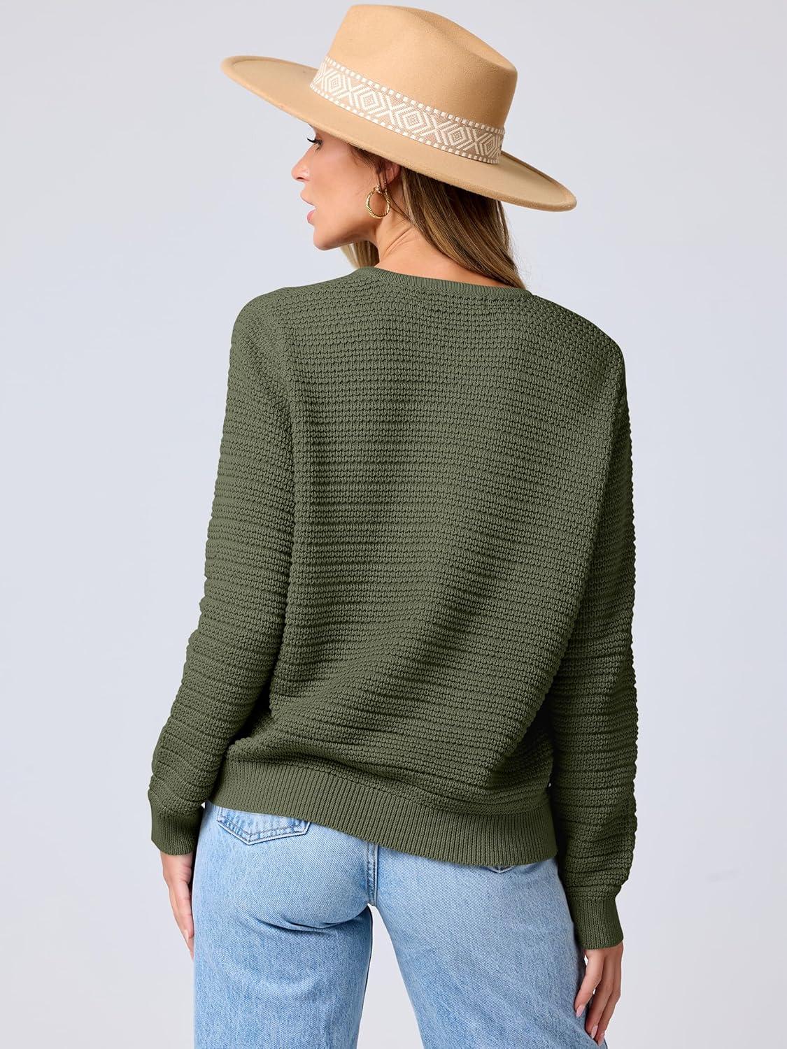 imageANRABESS Womens Cardigan Sweater Long Sleeve Button Down Lady Tweed Knit Jackets 2025 Fall OutfitsArmy Green