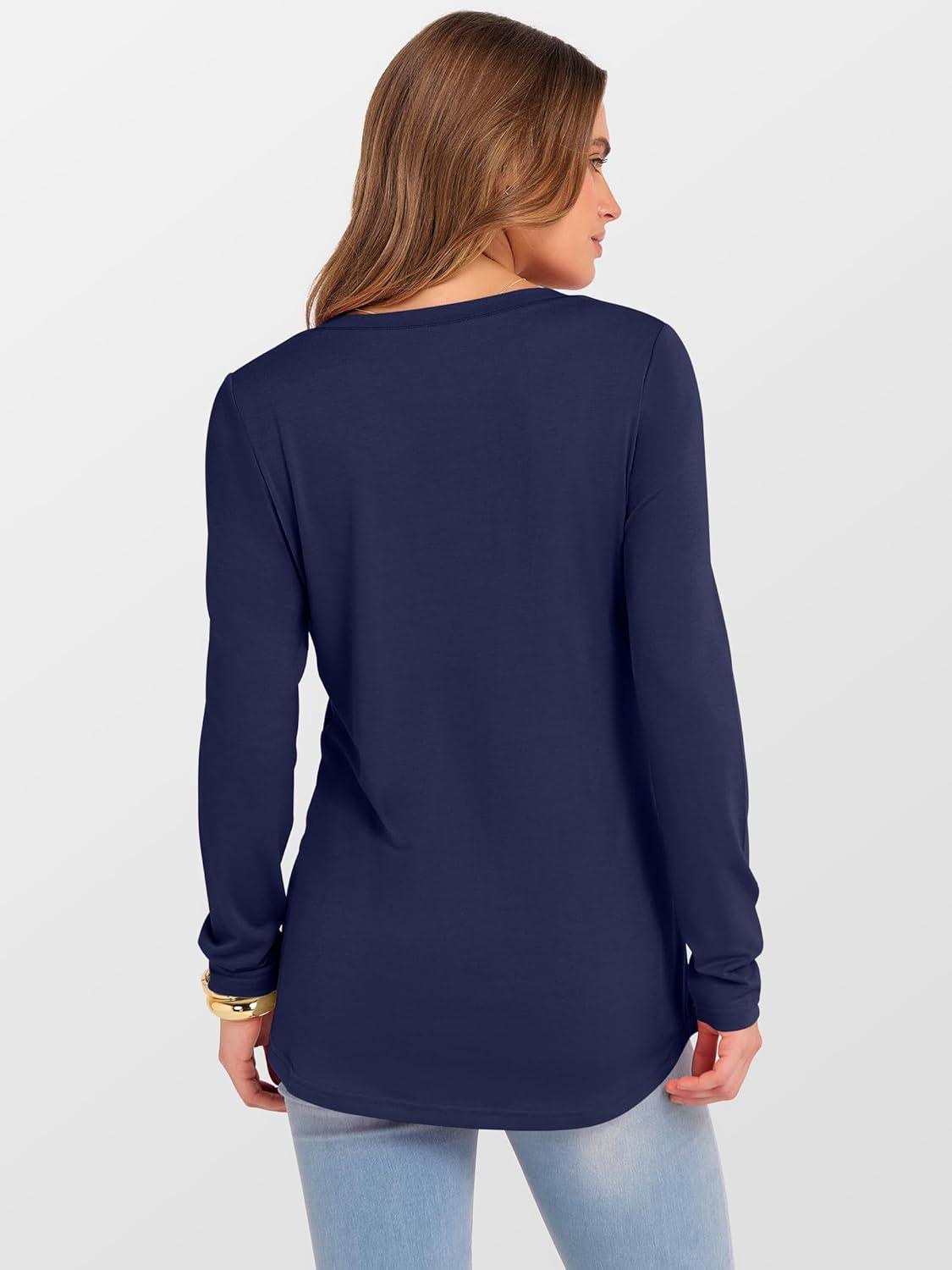 imageANRABESS Womens Long Sleeve Tunic Tops V Neck TShirts Casual Cute Basic Tee 2025 Fall Work Travel Loungewear OutfitsNavy Blue