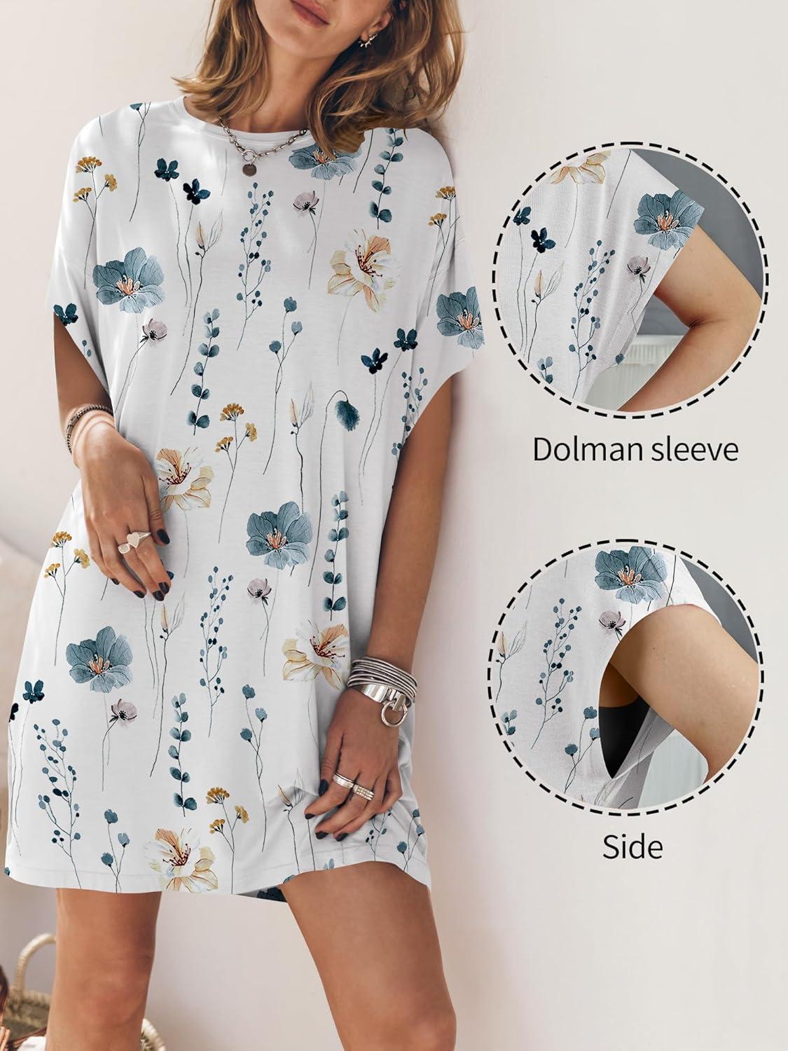 imageANRABESS Womens Summer T Shirt Dress 2025 Beach Vacation Travel Outfits Casual Simple Soft Mini Sundress Cover Up ClothesFloral White