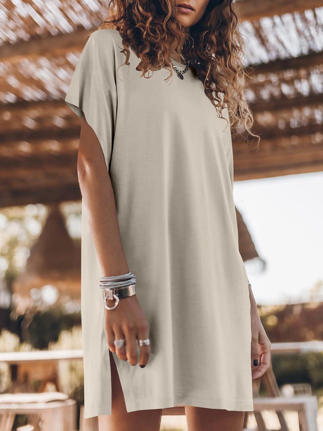 imageANRABESS Womens Summer T Shirt Dress 2025 Beach Vacation Travel Outfits Casual Simple Soft Mini Sundress Cover Up ClothesLight Gray