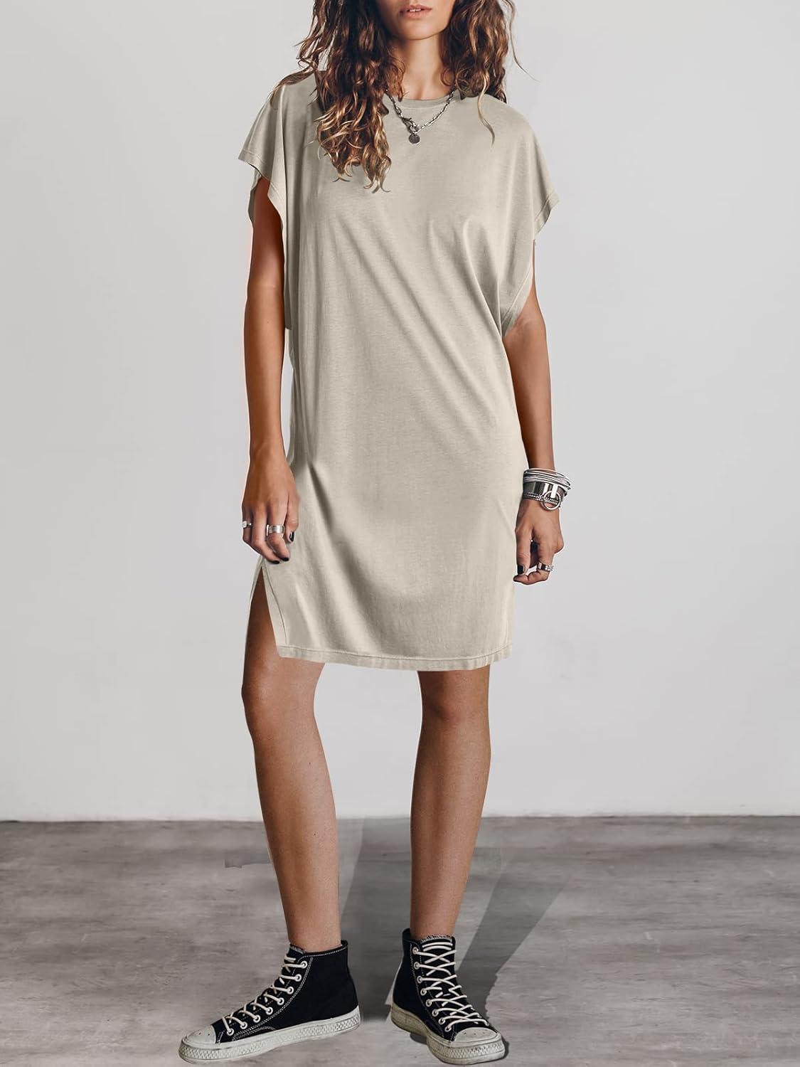 imageANRABESS Womens Summer T Shirt Dress 2025 Beach Vacation Travel Outfits Casual Simple Soft Mini Sundress Cover Up ClothesLight Gray