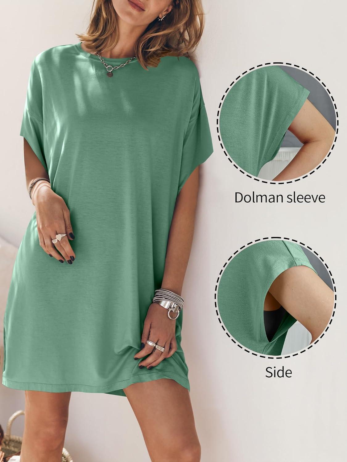 imageANRABESS Womens Summer T Shirt Dress 2025 Beach Vacation Travel Outfits Casual Simple Soft Mini Sundress Cover Up ClothesLight Green