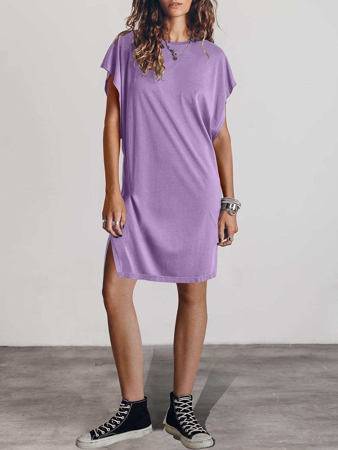 imageANRABESS Womens Summer T Shirt Dress 2025 Beach Vacation Travel Outfits Casual Simple Soft Mini Sundress Cover Up ClothesLight Purple