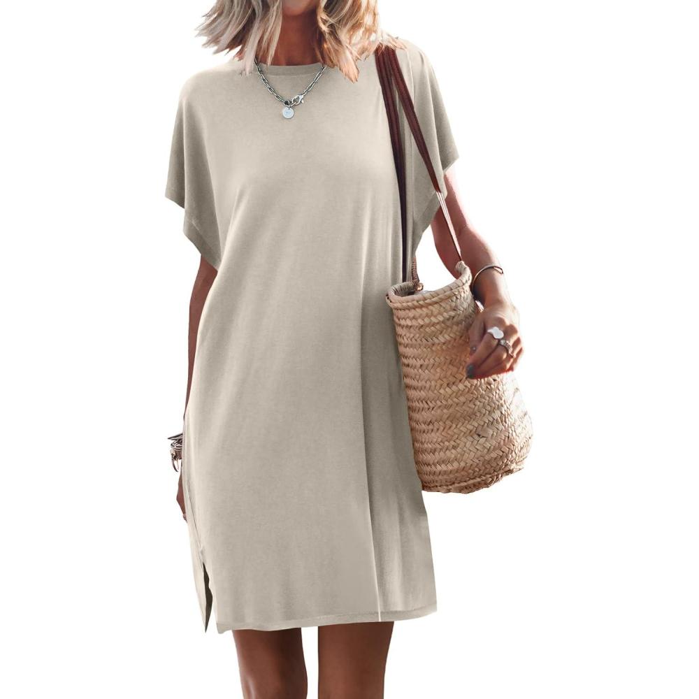 imageANRABESS Womens Summer T Shirt Dress 2025 Beach Vacation Travel Outfits Casual Simple Soft Mini Sundress Cover Up ClothesLight Gray