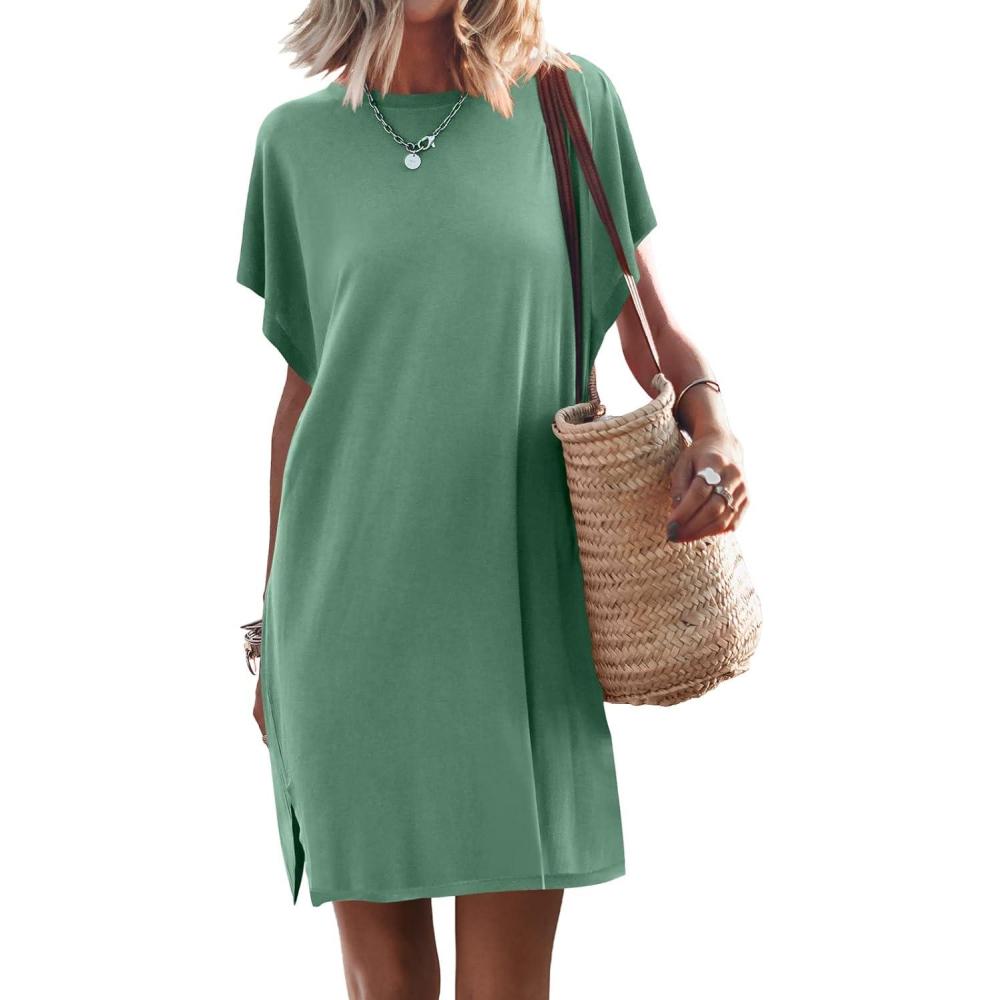 imageANRABESS Womens Summer T Shirt Dress 2025 Beach Vacation Travel Outfits Casual Simple Soft Mini Sundress Cover Up ClothesLight Green