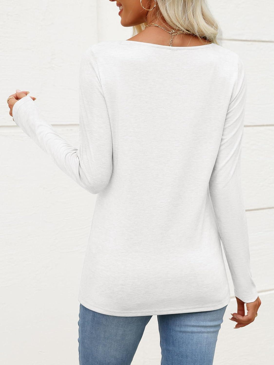 imageANRABESS Womens Long Sleeve Tops Asymmetrical Buttons Neck Tunic Shirts Dressy Casual Blouse 2025 Fall OutfitsWhite