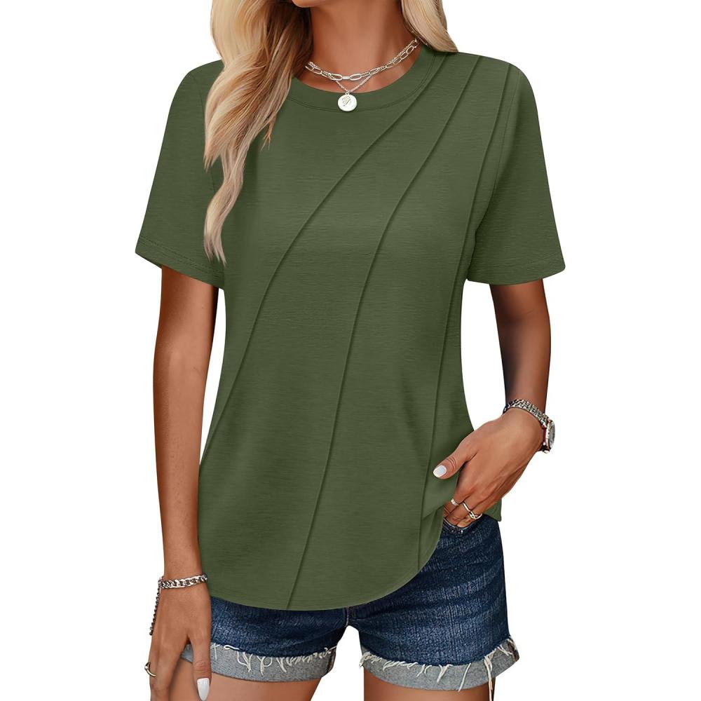 imageANRABESS Womens Summer Tops Workout Shirts Beach Vacation Outfits Business Tshirts Dressy Fashion Spring Clothes 2025Army Green