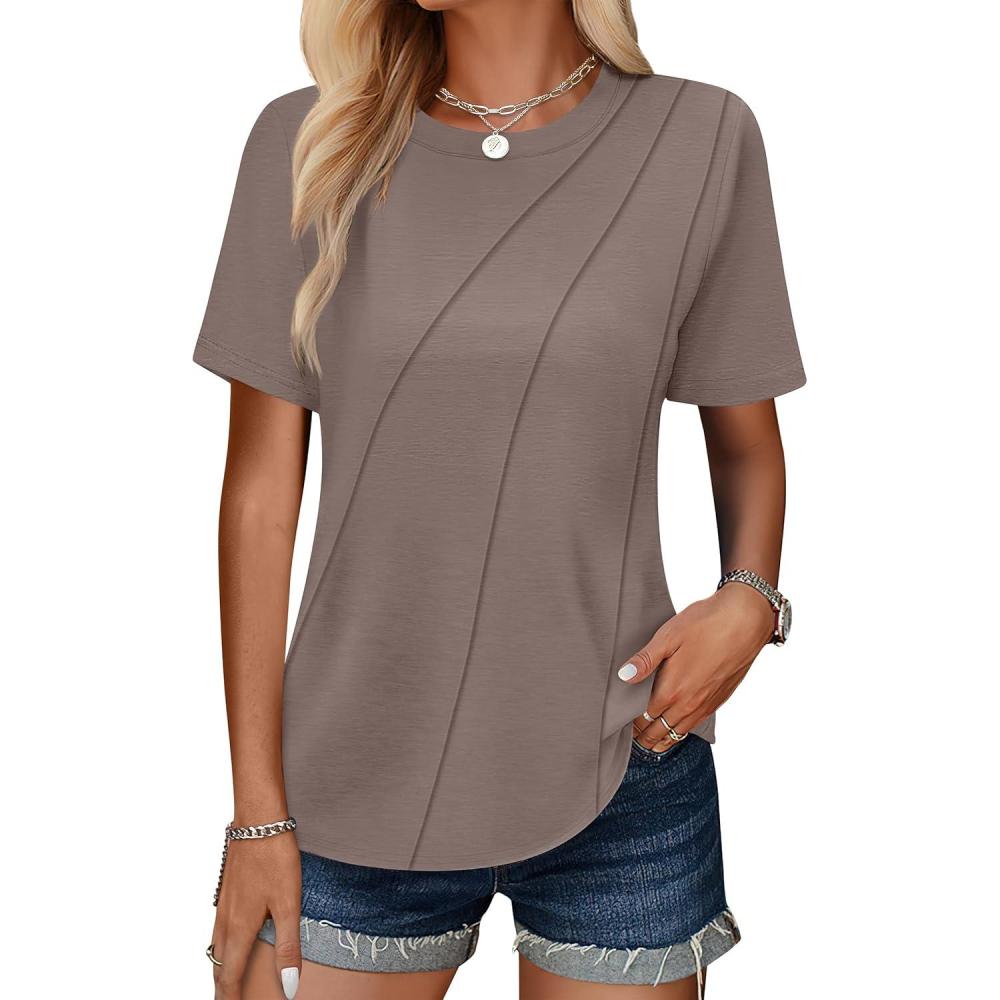 imageANRABESS Womens Summer Tops Workout Shirts Beach Vacation Outfits Business Tshirts Dressy Fashion Spring Clothes 2025Light Brown