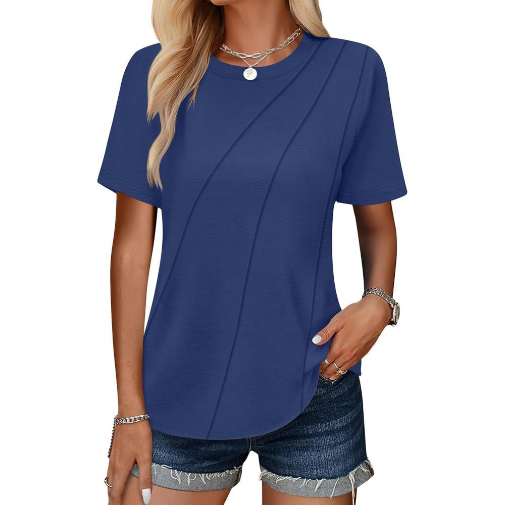 imageANRABESS Womens Summer Tops Workout Shirts Beach Vacation Outfits Business Tshirts Dressy Fashion Spring Clothes 2025Navy Blue
