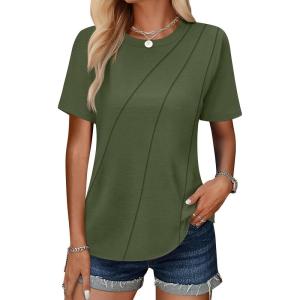 ANRABESS Womens Summer Tops Workout Shirts Beach Vacation Outfits Business Tshirts Dressy Fashion Spring Clothes 2025(Army Green)
