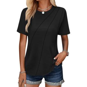 ANRABESS Womens Summer Tops Workout Shirts Beach Vacation Outfits Business Tshirts Dressy Fashion Spring Clothes 2025(Black)