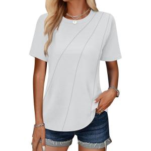 ANRABESS Womens Summer Tops Workout Shirts Beach Vacation Outfits Business Tshirts Dressy Fashion Spring Clothes 2025(White)
