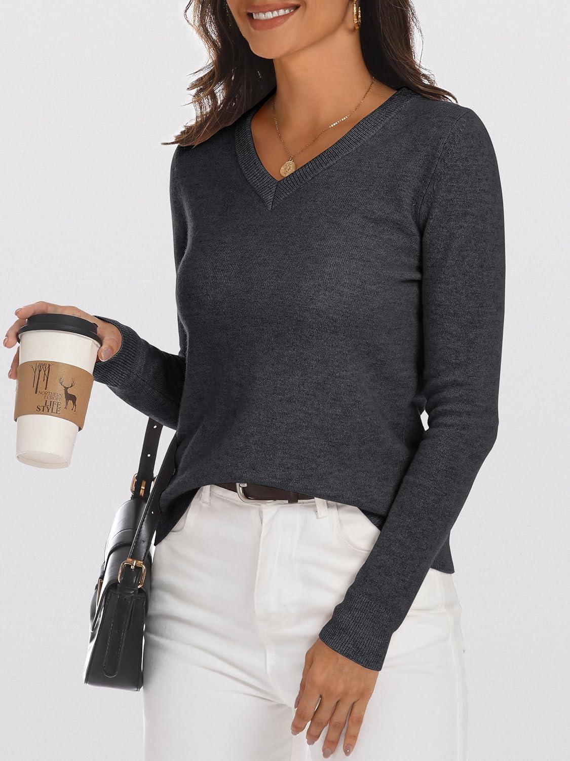 imageANRABESS Womens 100 Wool Sweaters V Neck Long Sleeve Work Business Casual Basic Pullover Sweater Tops 2025 Fall OutfitsDeep Gray