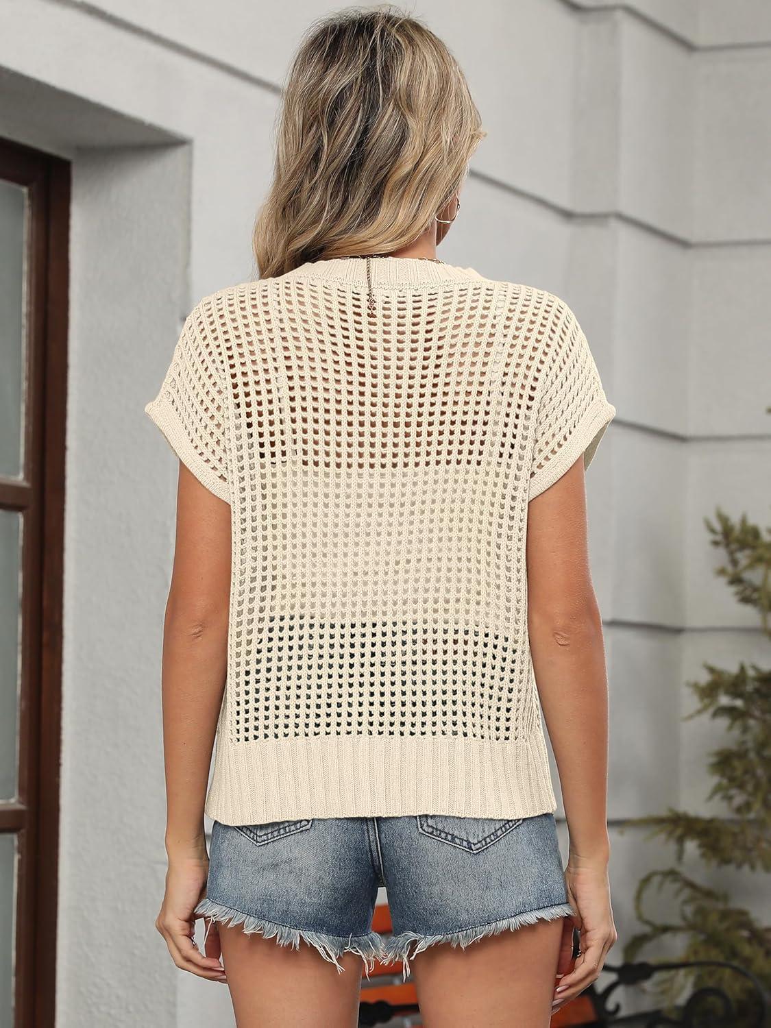 imageANRABESS Womens Tops 2026 Trendy Summer Shirts Crochet Cap Sleeve Knitted Sweater Beach Vacation Clothes Fall Fashion OutfitsBeige