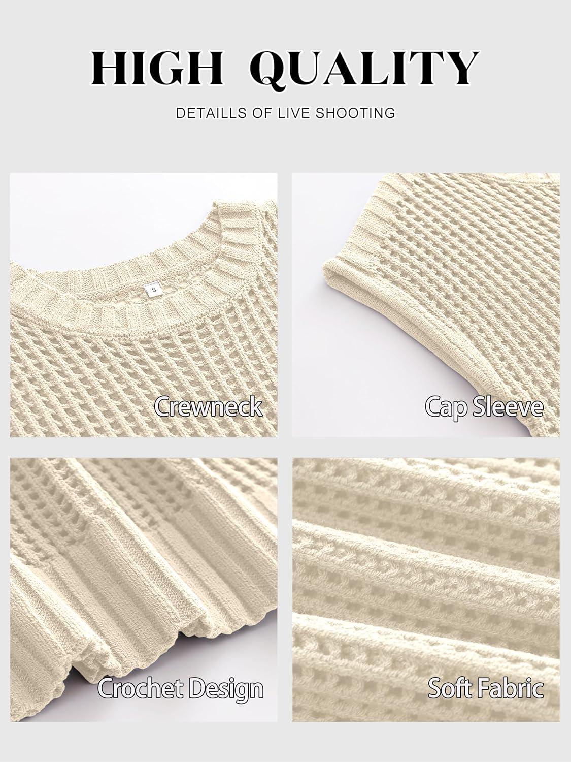 imageANRABESS Womens Tops 2026 Trendy Summer Shirts Crochet Cap Sleeve Knitted Sweater Beach Vacation Clothes Fall Fashion OutfitsBeige