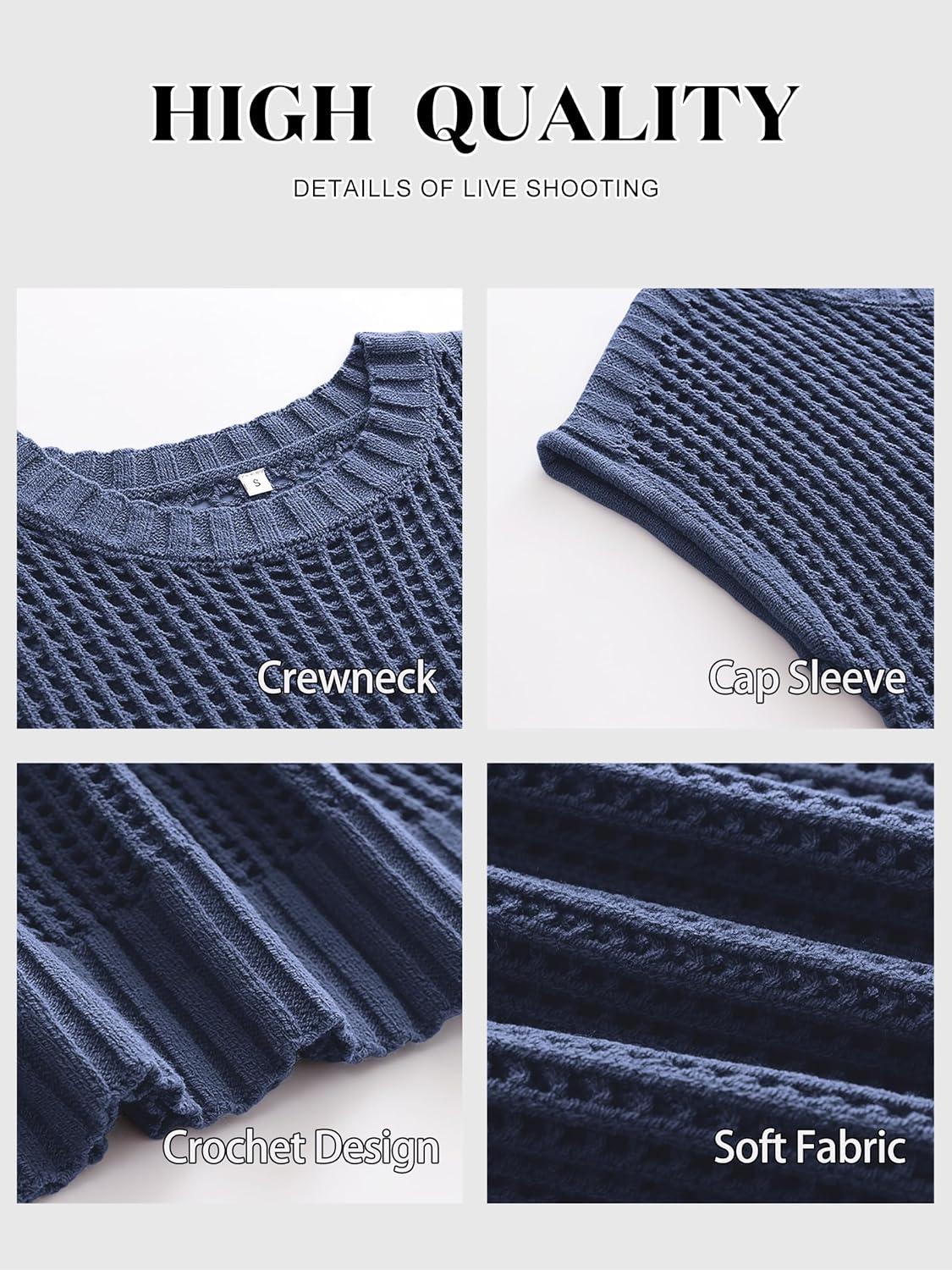 imageANRABESS Womens Tops 2026 Trendy Summer Shirts Crochet Cap Sleeve Knitted Sweater Beach Vacation Clothes Fall Fashion OutfitsBlue