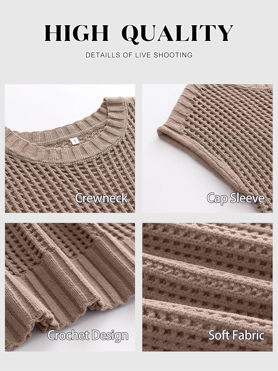 imageANRABESS Womens Tops 2026 Trendy Summer Shirts Crochet Cap Sleeve Knitted Sweater Beach Vacation Clothes Fall Fashion OutfitsKhaki