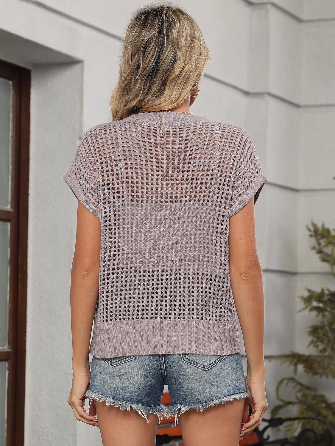 imageANRABESS Womens Tops 2026 Trendy Summer Shirts Crochet Cap Sleeve Knitted Sweater Beach Vacation Clothes Fall Fashion OutfitsLight Khaki