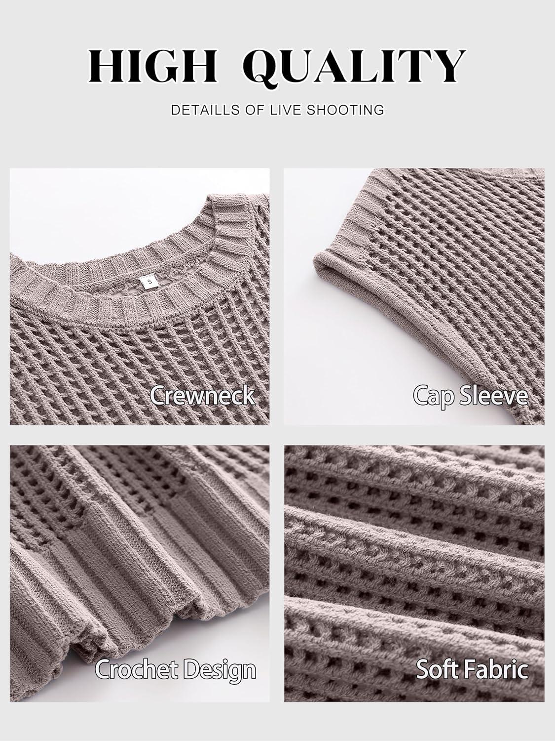 imageANRABESS Womens Tops 2026 Trendy Summer Shirts Crochet Cap Sleeve Knitted Sweater Beach Vacation Clothes Fall Fashion OutfitsLight Khaki