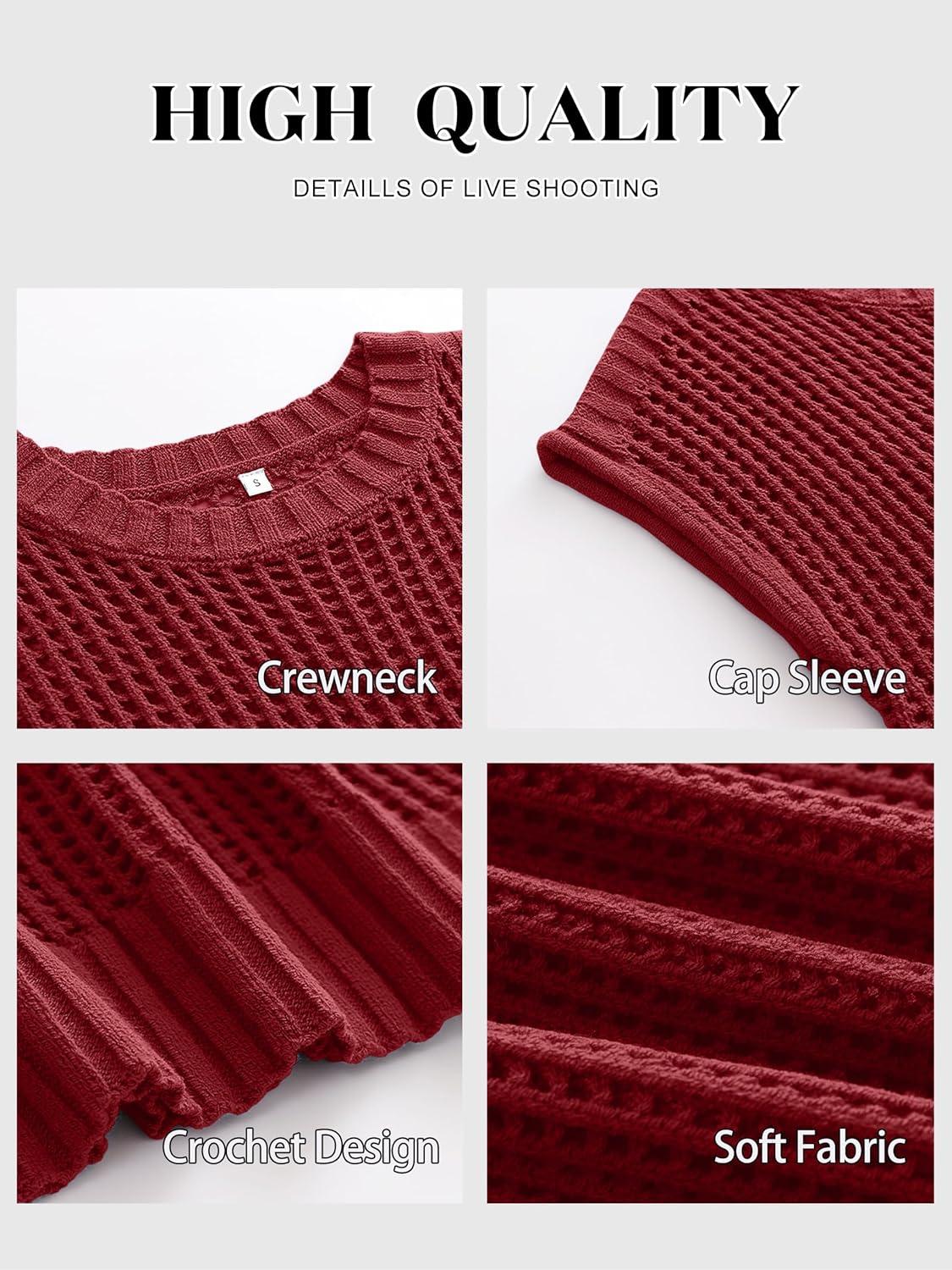 imageANRABESS Womens Tops 2026 Trendy Summer Shirts Crochet Cap Sleeve Knitted Sweater Beach Vacation Clothes Fall Fashion OutfitsRed