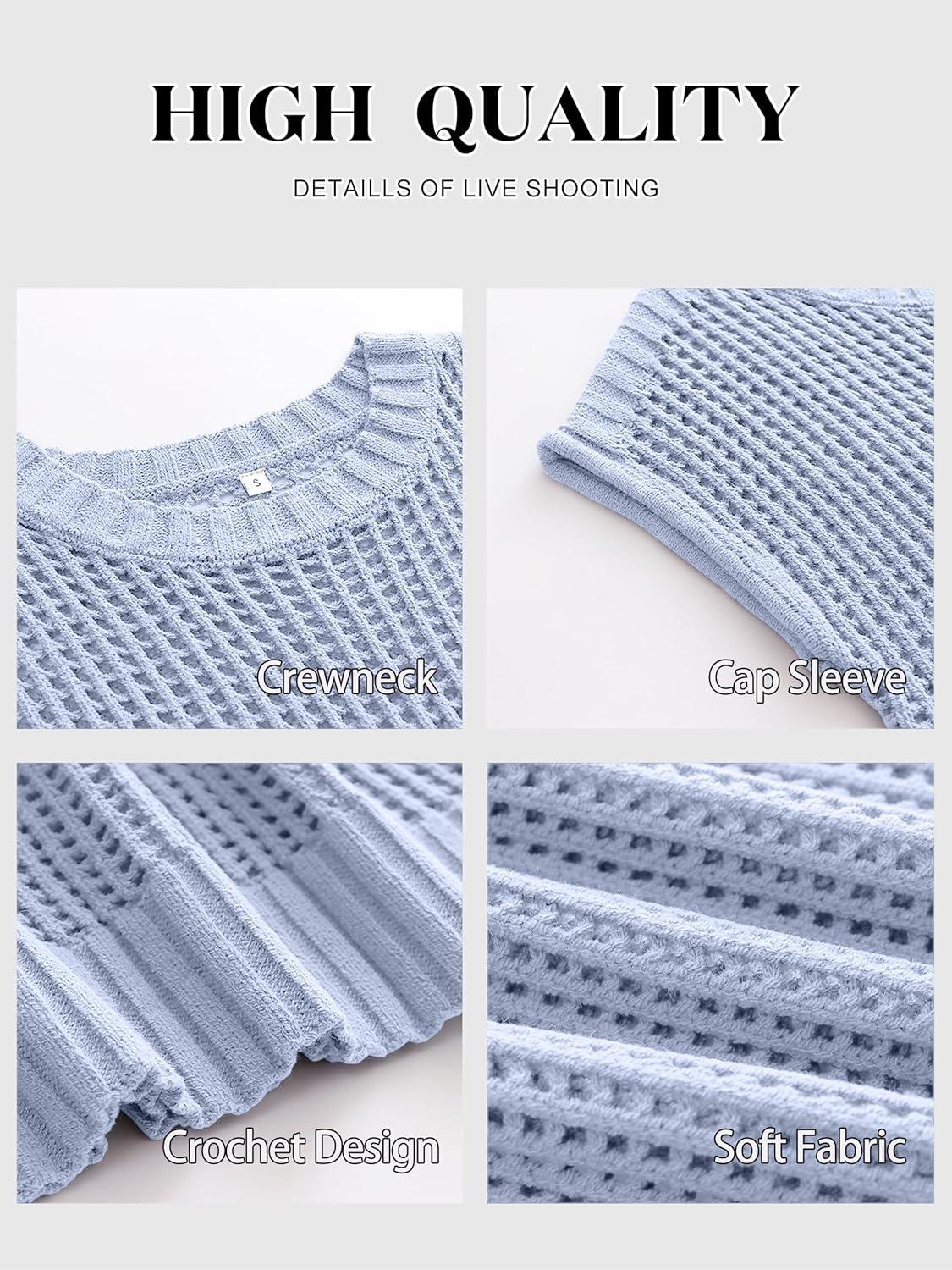 imageANRABESS Womens Tops 2026 Trendy Summer Shirts Crochet Cap Sleeve Knitted Sweater Beach Vacation Clothes Fall Fashion OutfitsSky