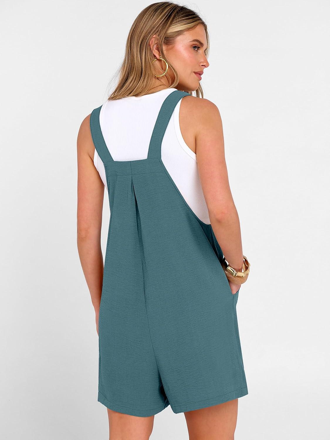 imageANRABESS Jumpsuits For Women 2026 Summer Short Overalls Casual Sleeveless Adjustable Loose Rompers Beach Vacation OutfitsLake