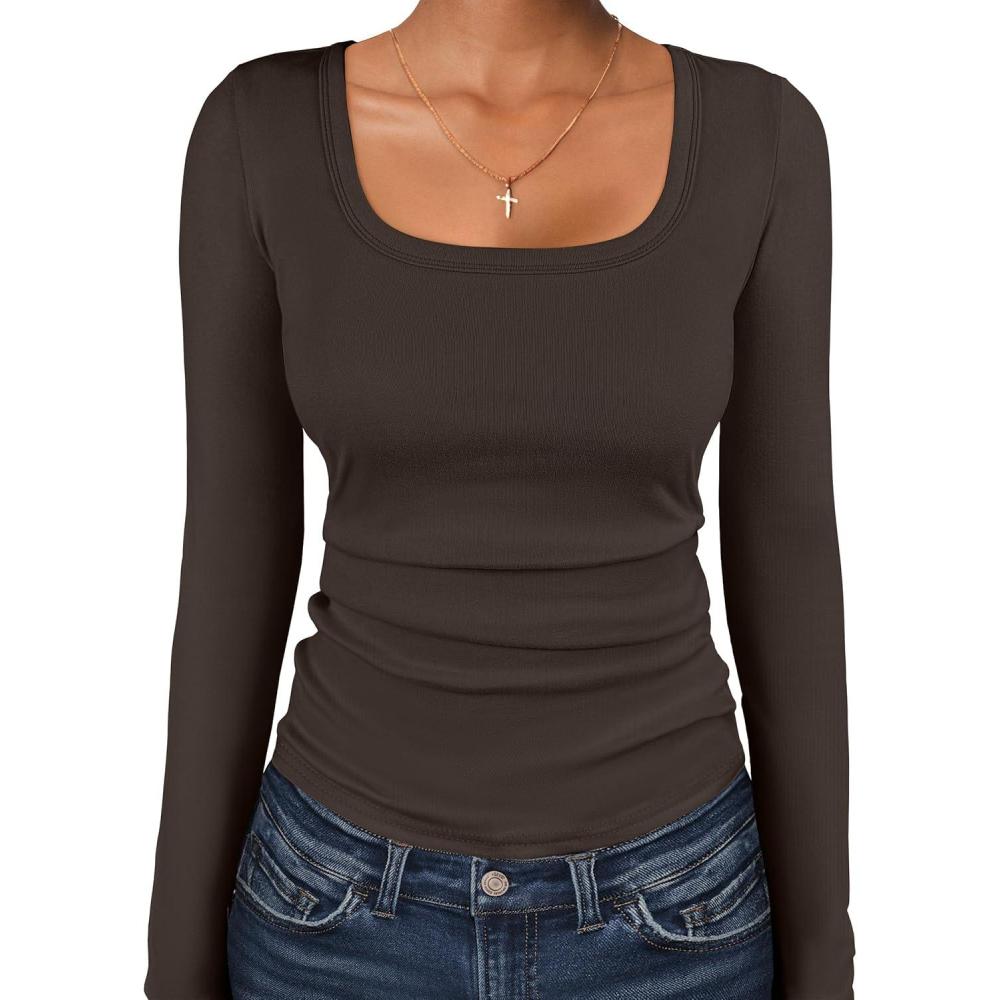 imageANRABESS Women Long Sleeve Thermal Top Scoop Neck Slim Fit Fleece Shirts Basic Tee Casual 2025 Fall Winter Warm UndershirtsBrown