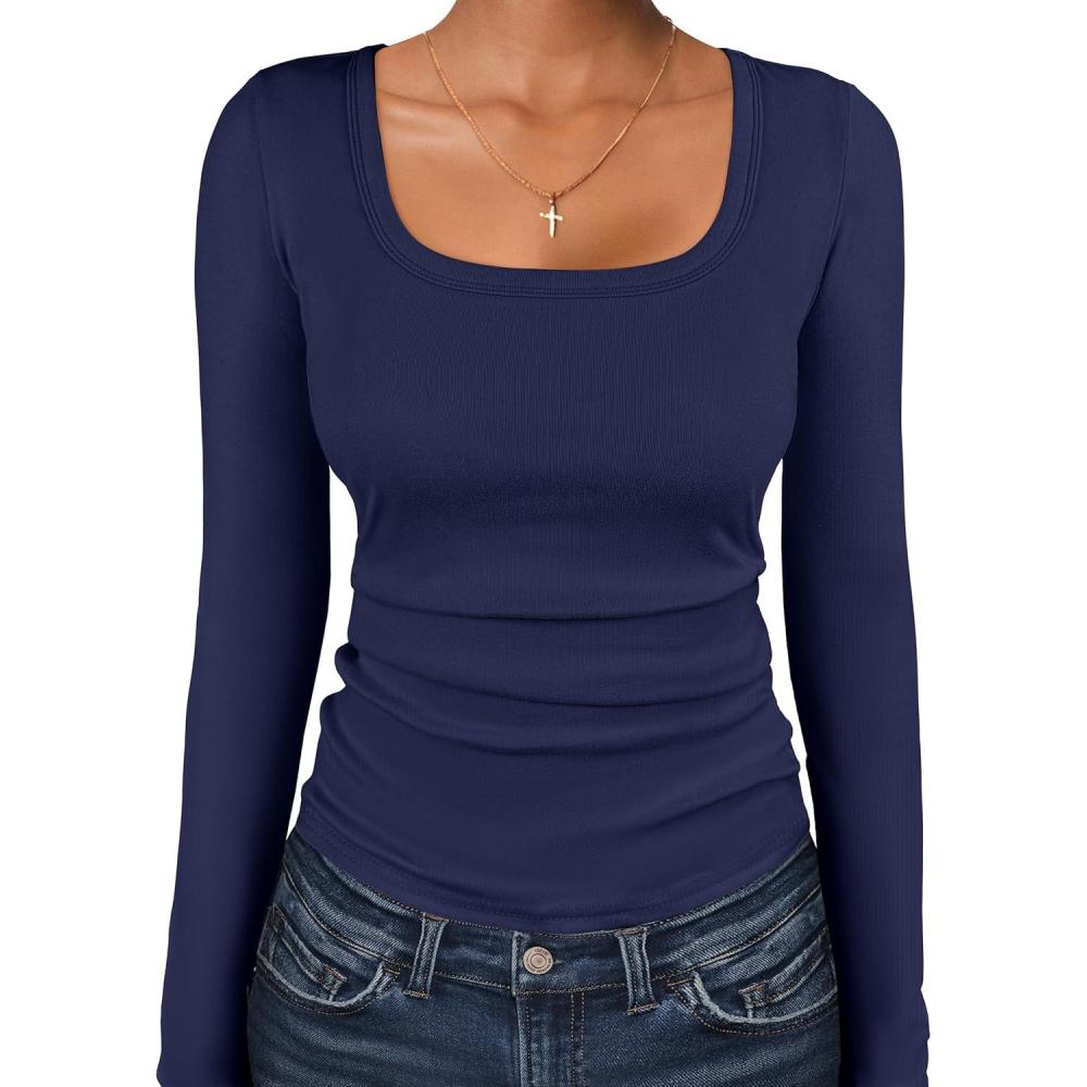 imageANRABESS Women Long Sleeve Thermal Top Scoop Neck Slim Fit Fleece Shirts Basic Tee Casual 2025 Fall Winter Warm UndershirtsNavy Blue